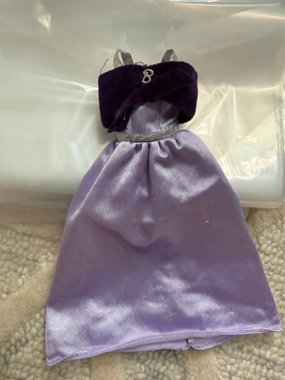 Vintage Barbie Lavender Satin Dress B Charm Purple Velvet Gown Doll Clothes